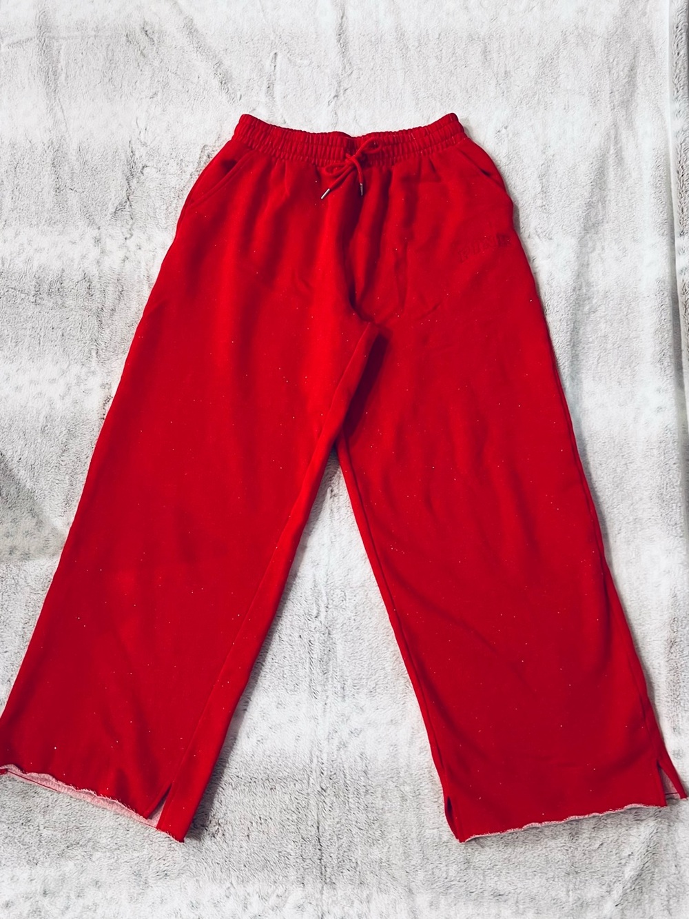 PINK Victoria's Secret Red Wide-Leg joggers.